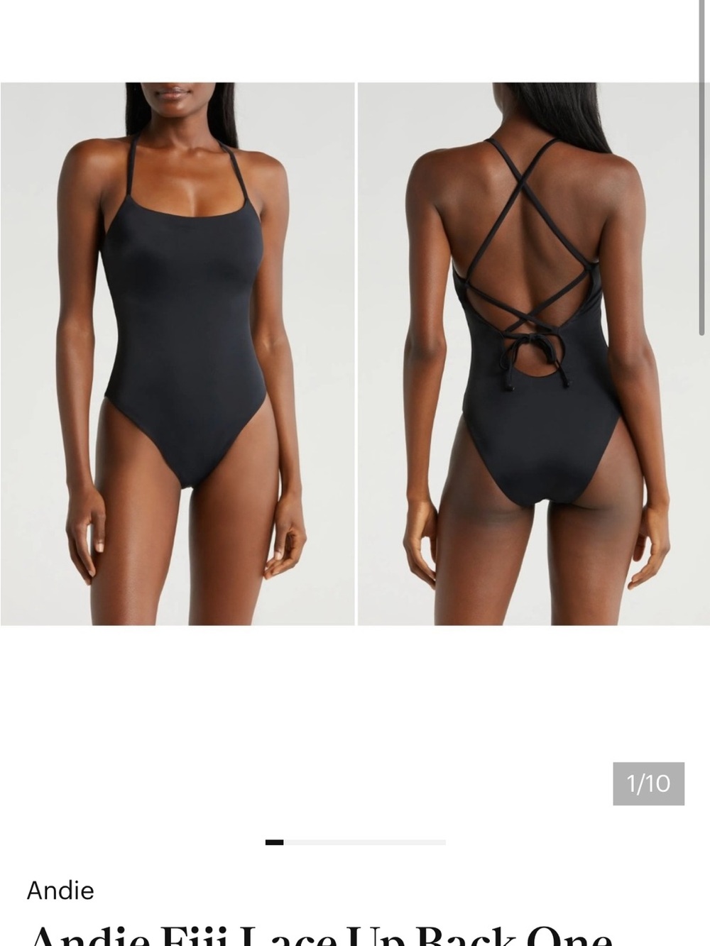 Andie Black Crossback Lace-Up One-Piece Swimsuit